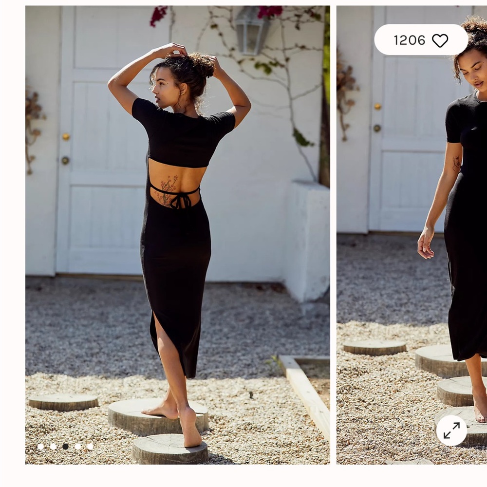 Black backless midi dress